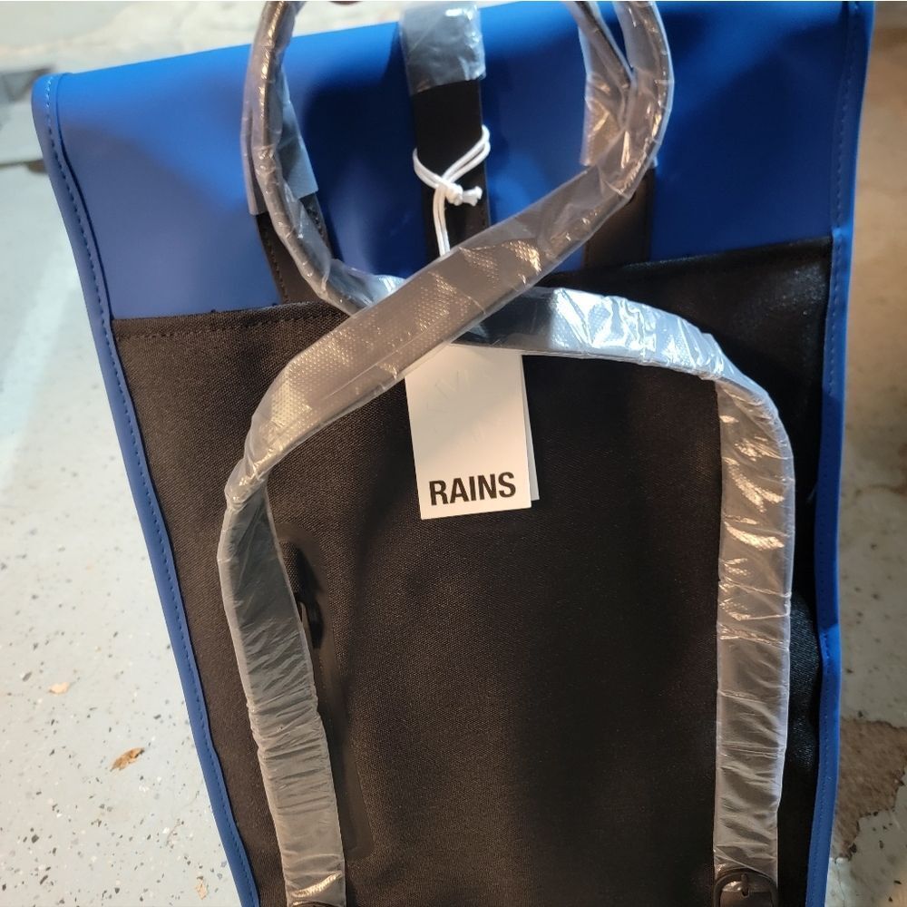 RAINS Mini Waterproof Backpack Waves Blue Colorwa… - image 1